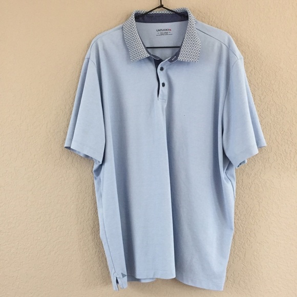 Untuckit Mens Light Blue with Design Collar XXL - Picture 1 of 5